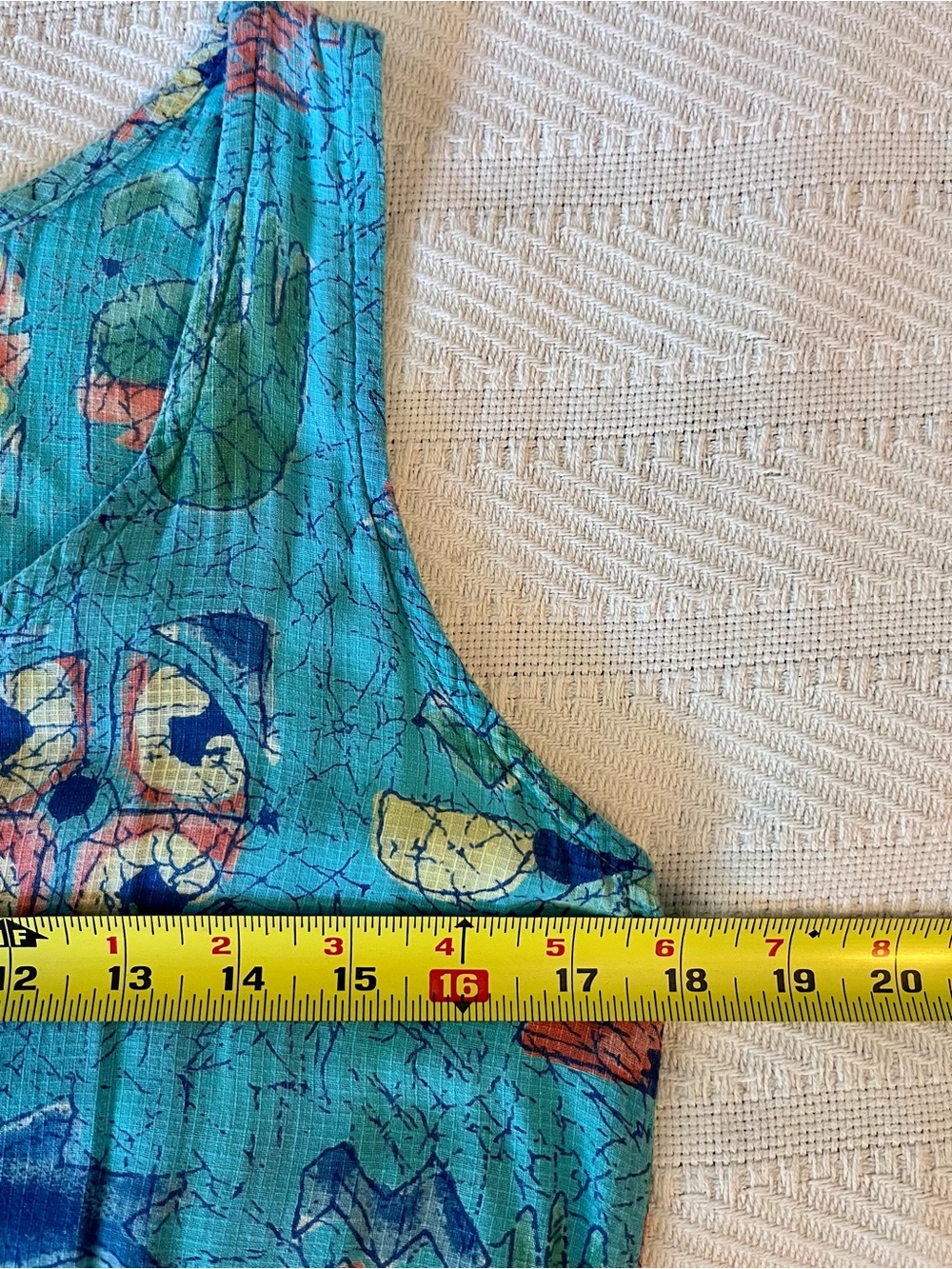 Aqua Blue Sleeveless Beachy Print Sundress, Vintage & Rare, Sultana by Adini - Picture 6 of 9